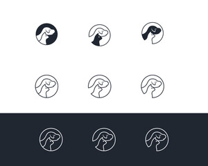 Dog and cat logo design template vector, line of pet logo design suitable for pet shop, store, caffe, business, hotel, veterinary clinic, Domestic animals vector illustration logotype, sign and symbol