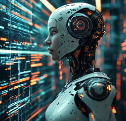 android robot with background