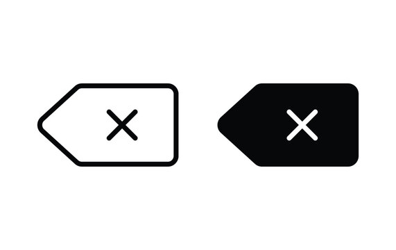Editable delete, backspace vector icon
