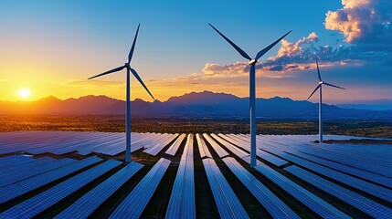 Harmony of Wind and Solar Farms for Clean Energy Generation with Copy Space - Concept of Carbon-Neutral Energy Production in the Future
