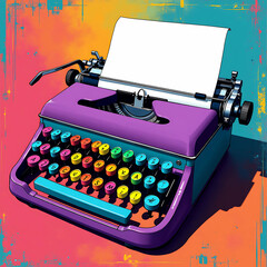 retrocolorful typewriter illustration