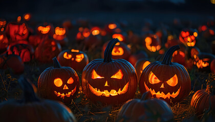 Fototapeta premium halloween pumpkin on fire