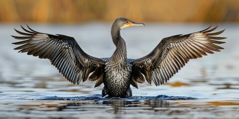 Darters are large aquatic birds characterized by their elongated bodies and necks, reaching about 90 cm (35 inches) in length.