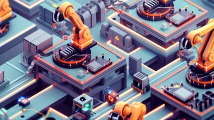 Automated Manufacturing in a Futuristic Factory