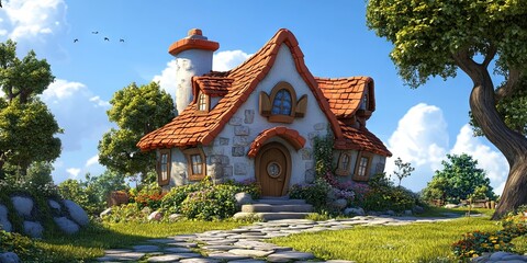 Obraz premium 3D animated cartoon house