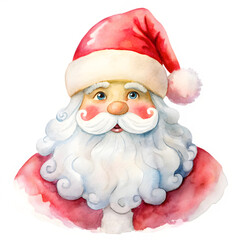 Watercolor clipart of Santa Claus on a transparent background.