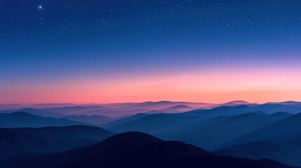 Obraz premium Mountain Silhouette Under Night Sky