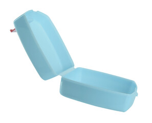 Empty plastic lunch box isolated on white