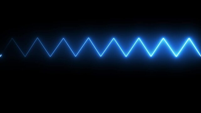 Abstract neon shine curved drawing line icon animation on black background.