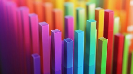 Obraz premium Vibrant bar charts illustrating stock market trends and banking investments with dynamic colors