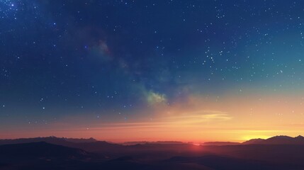 Starry Sky Over Mountains