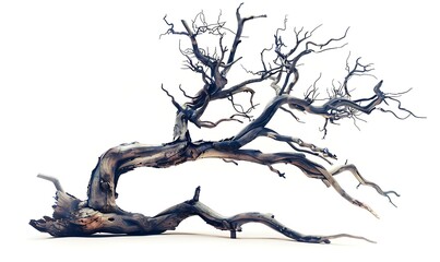 Dead tree isolated on white background. 3D rendering. Illustration.