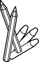 Pencil and crayons coloring outline illustration vector