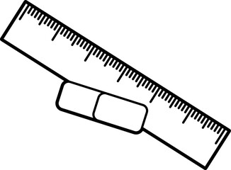 Ruler and eraser coloring outline illustration vector