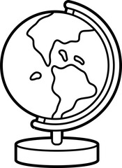 Globe coloring outline illustration vector