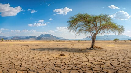 Lioness Resting in the Shade of an Acacia Tree