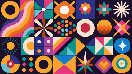 vector set of brutalist geometric shapes. Trendy abstract minimalist figures, stars, flowes, circles. Modern abstract graphic design elements.Vector illustration