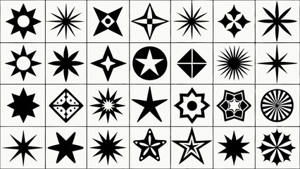 geometric shapes. Trendy abstract minimalist figures, stars, flowes, circles