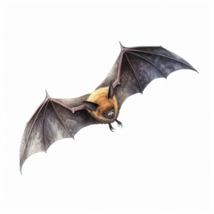 Naklejka premium Detailed Illustration of a Flying Bat in Mid-Air, Ideal for Nature and Wildlife Education