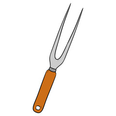 meat fork illustration hand drawn isolated vector
