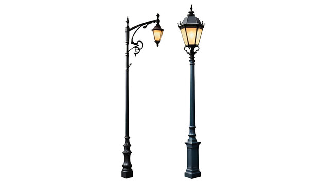street transparent background lamp post light lantern electric antique isolated retro urban vintage black decorative design metal object old style architecture city town electricity classic single