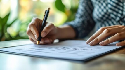 Down payment form with a bank's logo visible, entrepreneur preparing to sign, loan agreement, business financing