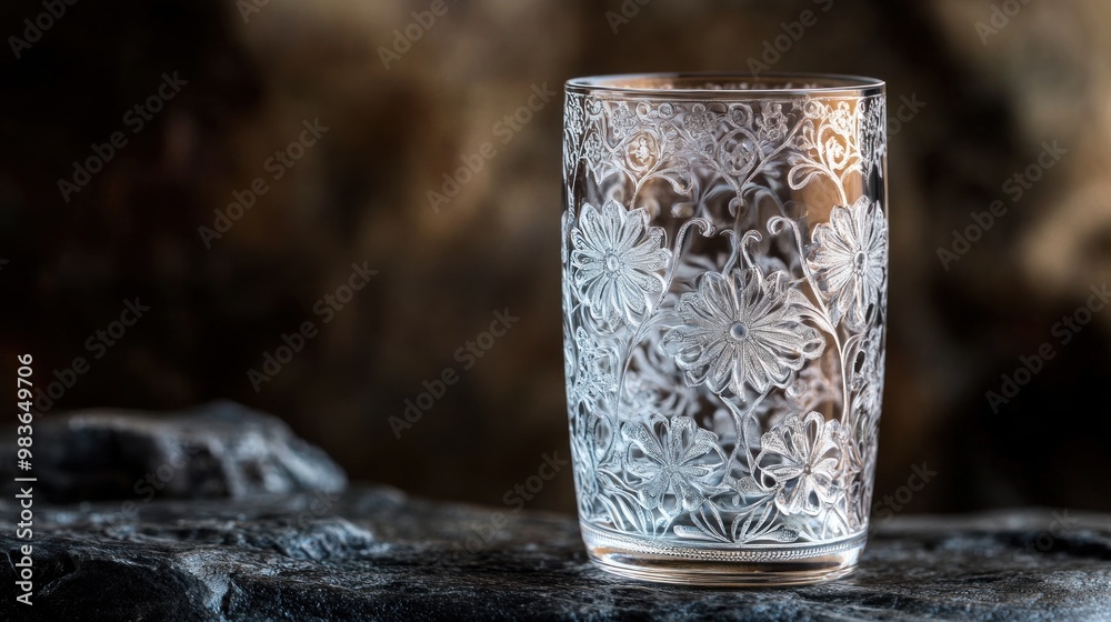 Wall mural Etched Glass Tumbler with Floral Design