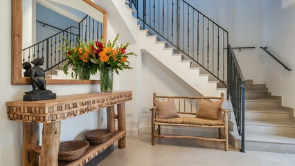 Obraz premium staircase with flowers