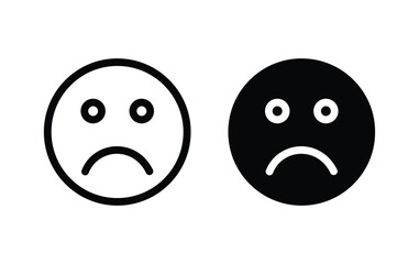 Sad emoji icon, Sad emoji sign vector 