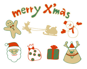 Cute Xmas illustration set in color.