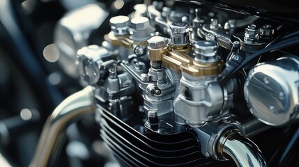 Close-up of a Motorcycle Engine