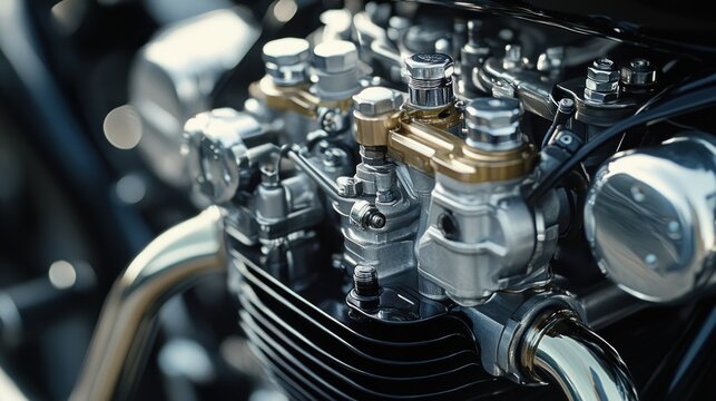Close-up of a Motorcycle Engine
