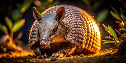 In its natural setting, an armadillo displays distinctive armor and a curious look, capturing the essence of wildlife