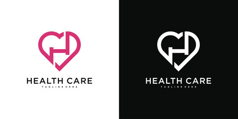 Creative healthcare logo design with letter H. Premium Vector