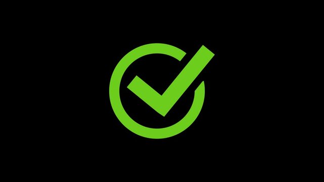 Animated flat voting icon with simple motion at alpha png transparent background.
Check mark symbol. approved tick mark icon, Check mark neon animation on transparent background.