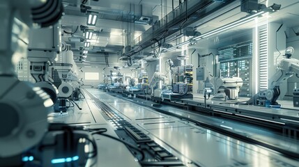 Fototapeta premium Futuristic Factory Automation