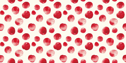 a seamless ruby red apple pattern on a light ivory background, in a watercolor, hand-drawn style