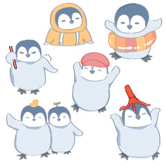 Hand drawn penguin cartoon illustration