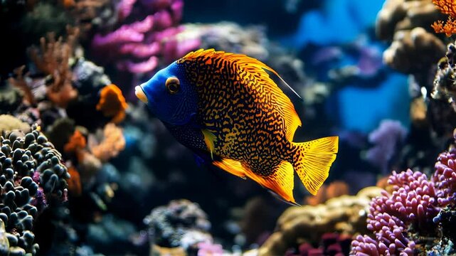 Colorful Regal Fish Gracefully Swimming in a Vibrant Coral Reef