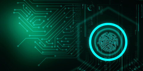 2d Illustration Fingerprint Scanning Technology Concept 