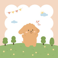 Vector illustration of a cute brown puppy.