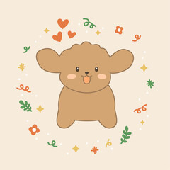 Vector illustration of a cute brown puppy.