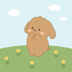 Vector illustration of a cute brown puppy.
