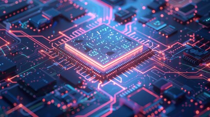 Obraz premium Closeup of Circuit Board with CPU