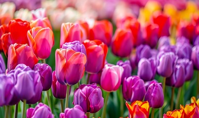 Obraz premium Colorful tulips in the Keukenhof park in Netherlands