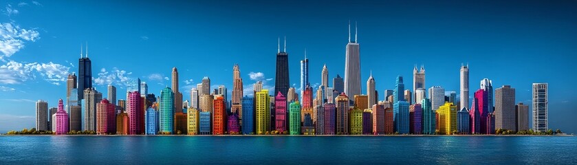 Obraz premium A group of artists painting a stunning mural on a city skyline, photorealistic, urban, creative, high-quality :: paintbrushes, colors, skyline, expression, culture, artistry
