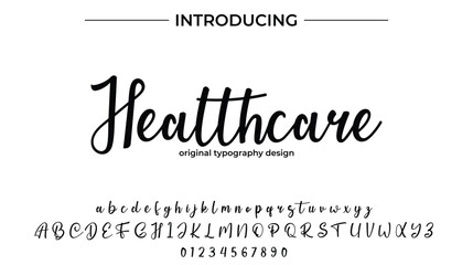 Healthcare Font Stylish brush painted an uppercase vector letters, alphabet, typeface