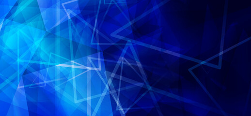 Abstract Blue Geometric Background with Overlapping Triangles and Rectangles