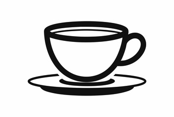 Tea cup icon, Hot drink icon, Tea cup silhouette, Vector Illustration