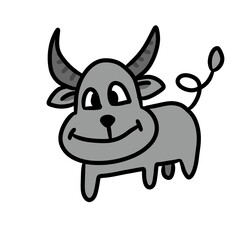 cute cow icon. outline farm animal illustration isolated on white background.
